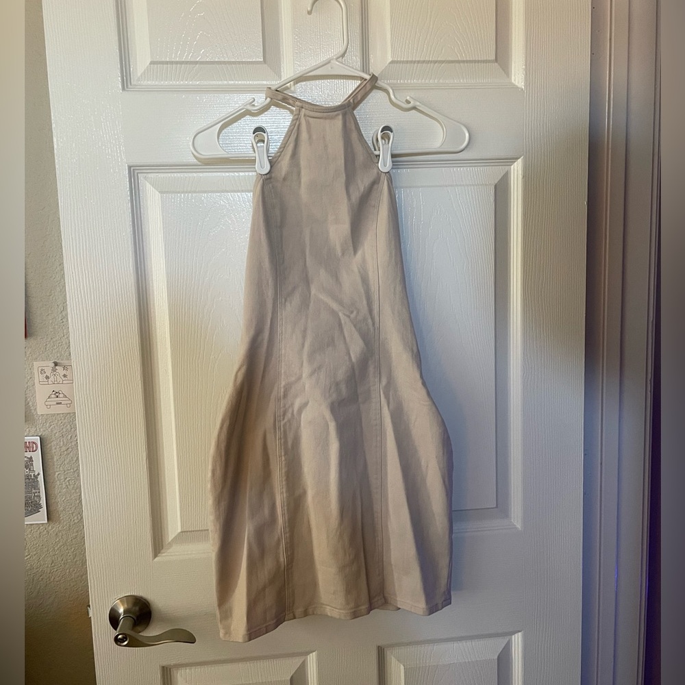 HM/Divided: figure hugging, high neck, open-back mini-dress, size XS